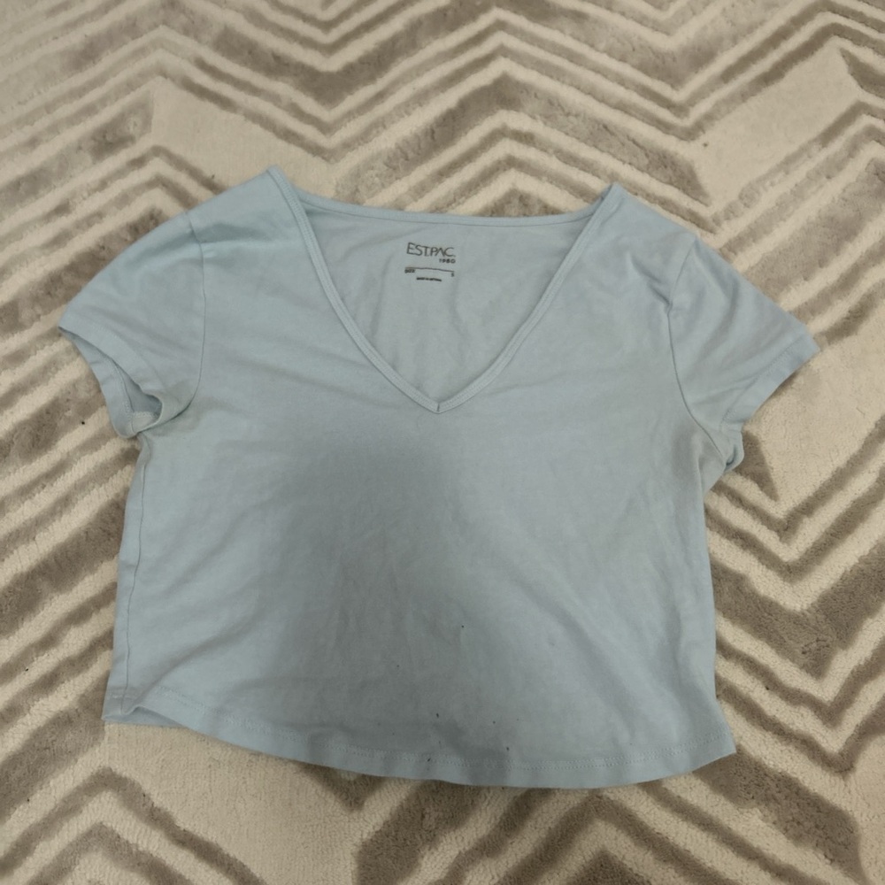 PacSun Blue Crop Fitted T-Shirt